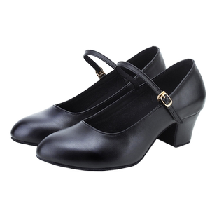 黑色舞鞋新疆维族舞鞋考级带跟民族民间广场舞鞋考级舞蹈跟鞋藏族