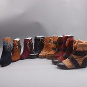 库存断码 秋冬女士中筒靴圆头中高跟英伦风短靴时尚 加毛侧拉链皮靴