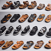 男士 两用透气外穿爸爸休闲潮鞋 夏季 真皮商务凉拖鞋 沙滩鞋 库存断码