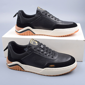 百搭套线潮鞋 撤柜男鞋 时尚 厚底防滑春秋休闲鞋 男 头层牛皮真皮板鞋