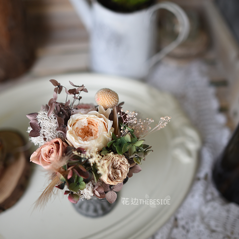 花边Thebeside  复古mini迷你罗马盆进口永生花 伴手礼戒枕小桌花