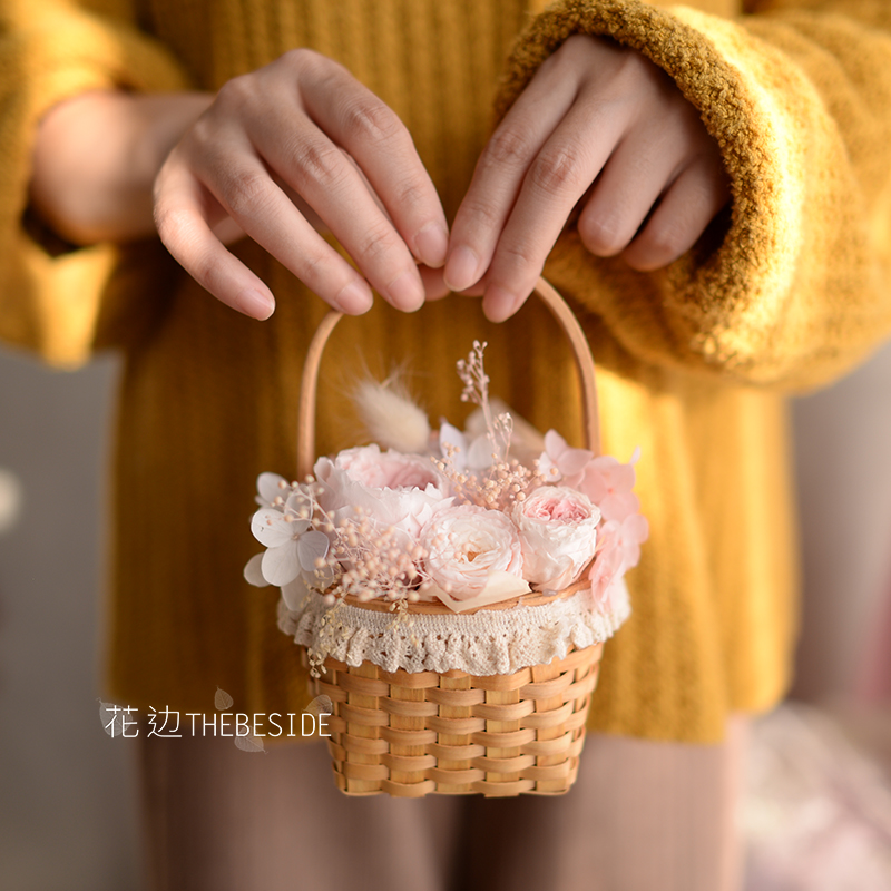 迷你桌面装饰摆件生日礼物小花篮