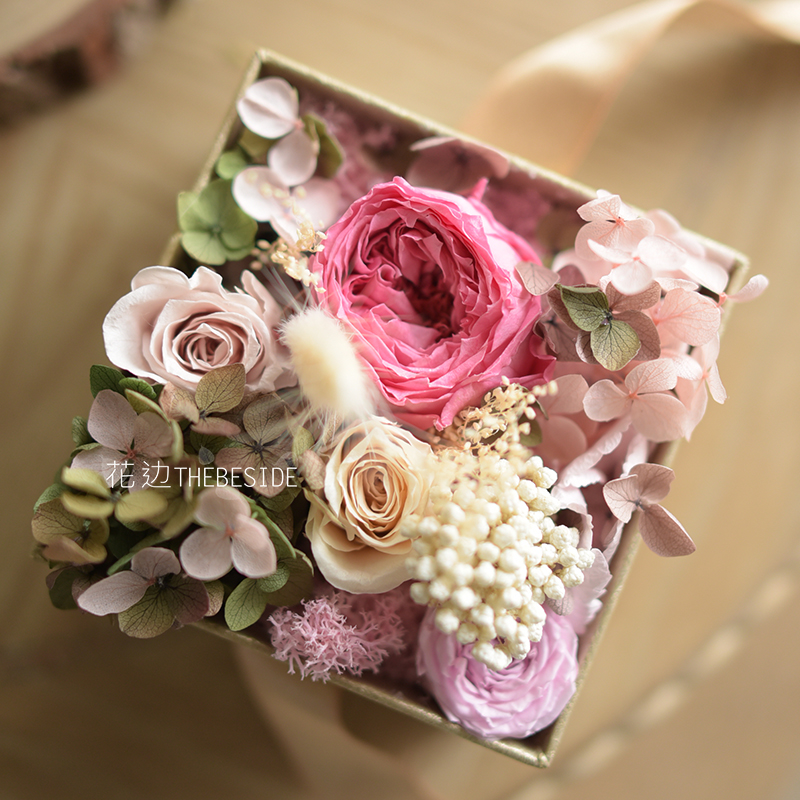 花边THEBESIDE《蝴蝶结》亚克力礼物盒 进口永生花教师节生日礼物