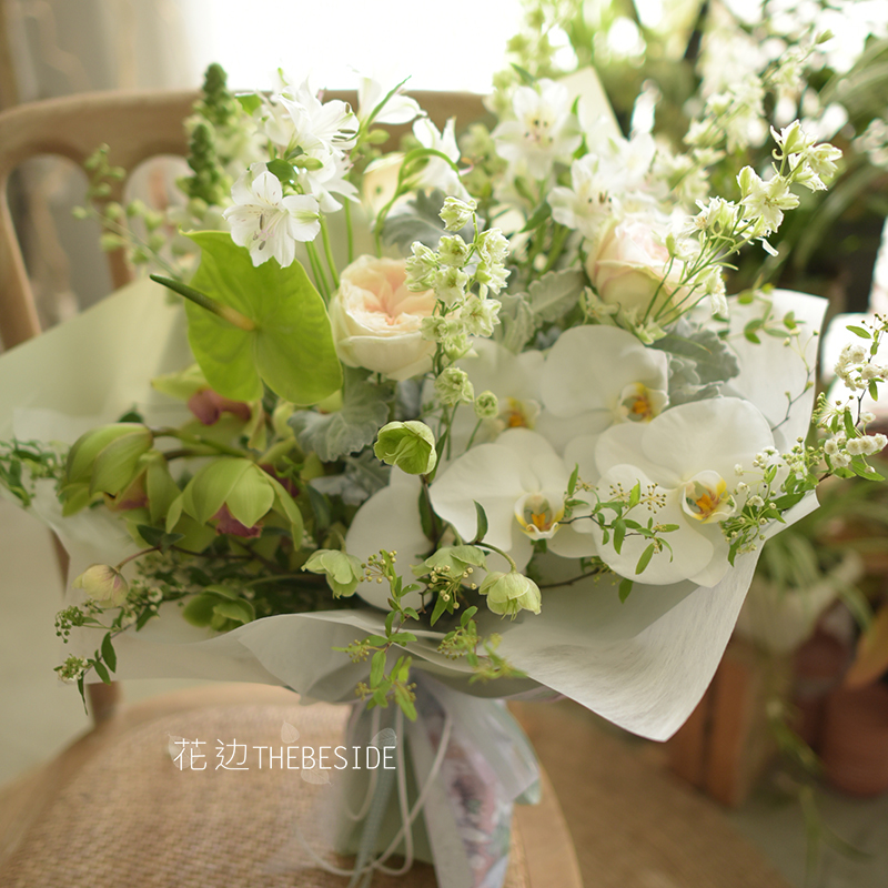 花边氧气蝴蝶兰绿色春日清新韩式