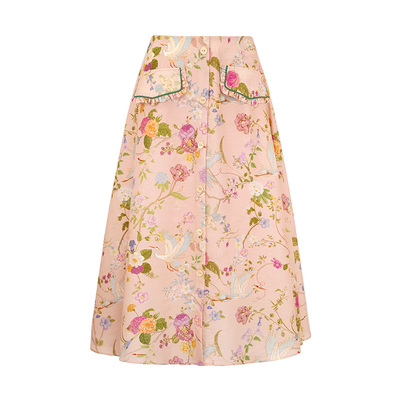 JUNGLEME复古高腰仙鹤半身裙