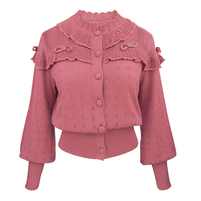 JUNGLEME蝴蝶结镂空开衫