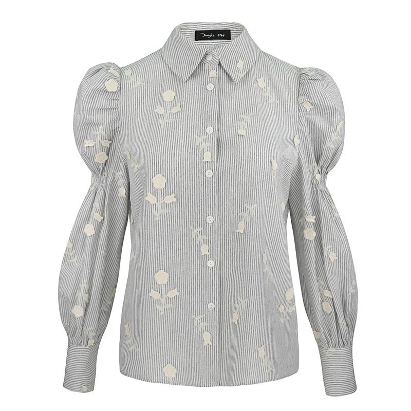 法式宫廷风复古条纹衬衫