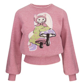 领口月牙边针织上衣提花套头款 JUNGLE ME浅粉红甜美减龄长袖 毛衣