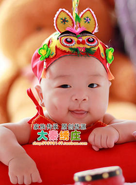 纯手工传统虎头百天周岁左右帽子