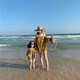 母女装 洋气夏海边度假 女童一字肩上衣夏装 网红亲子装 沙滩时尚 韩版