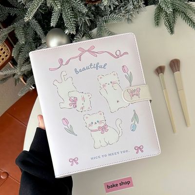 大a5皮质小狗猫咪印花活页卡册四宫格3寸小卡追星专辑拍立得相册