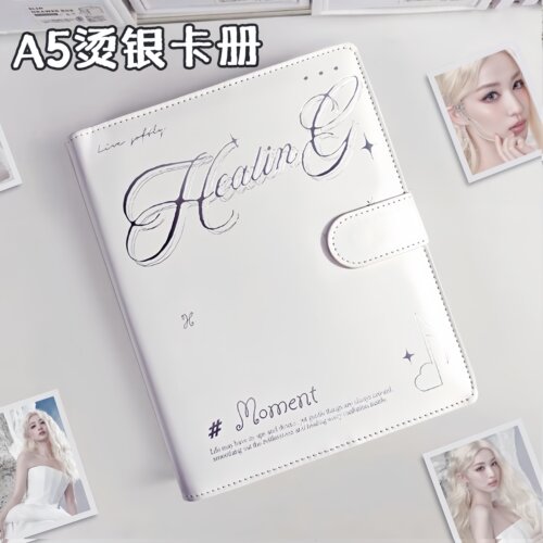 LOVELY A5烫银卡册皮面磁吸四宫格拍立得3寸追星专辑小卡收纳册
