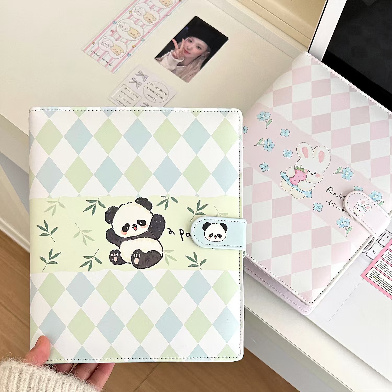 简约大a5熊猫卡册PU皮质收纳册