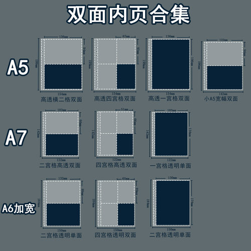 LOVELY A5双面内页合集A6A7高透20丝四宫格拍立得专辑小卡3寸5寸