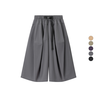 夏季 速干七分阔腿裤 新款 半身裙裤 507071 松紧腰廓形藏肉工装 女装