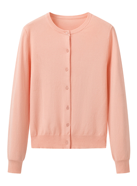 女装 2024春季新款 单排扣圆领长袖空调衫棉混纺针织开衫 465484