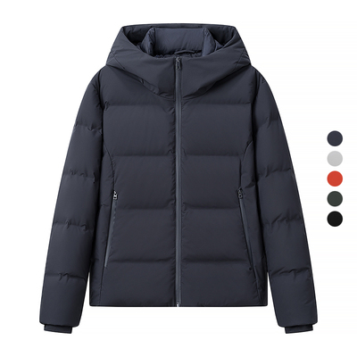 男装无缝压胶连帽羽绒服外套