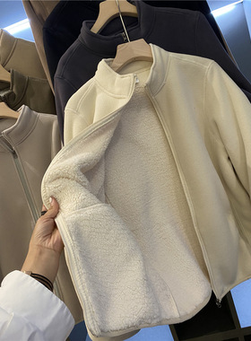 男女同款 2021冬季新款 双层复合摇粒绒羊羔绒立领夹克外套 50133