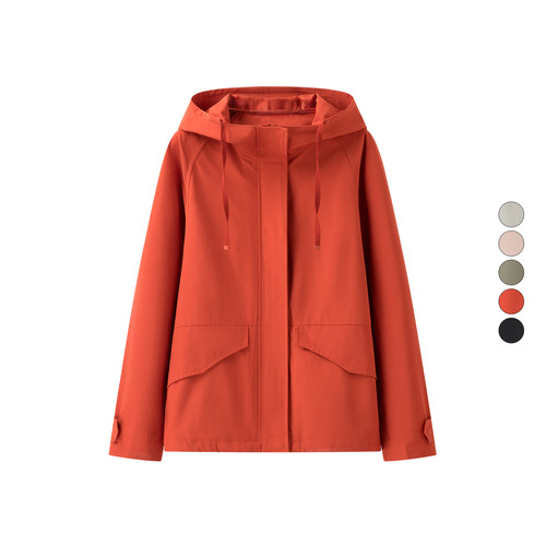 女装 2025春季新款 插肩袖宽松廓形风衣连帽休闲短款外套 474177