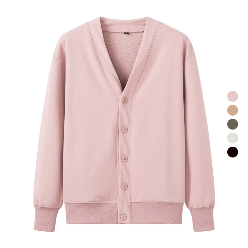 男装 秋季新款 休闲空调开衫宽松V领单排扣长袖卫衣外套 462199