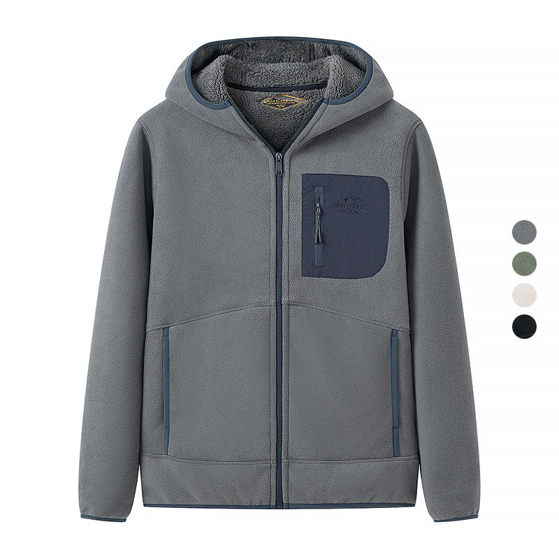 加绒加厚双层复合长袖连帽卫衣