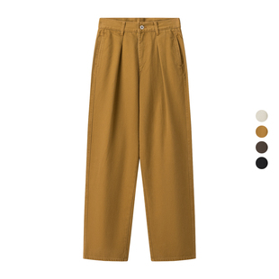 休闲牛仔裤 女装 慵懒风复古打褶宽腿长裤 新款 471631 2024秋季