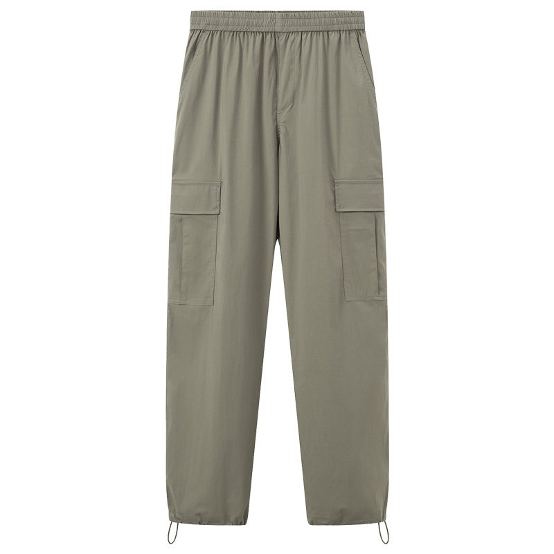 自然腰街头长裤口袋直筒裤