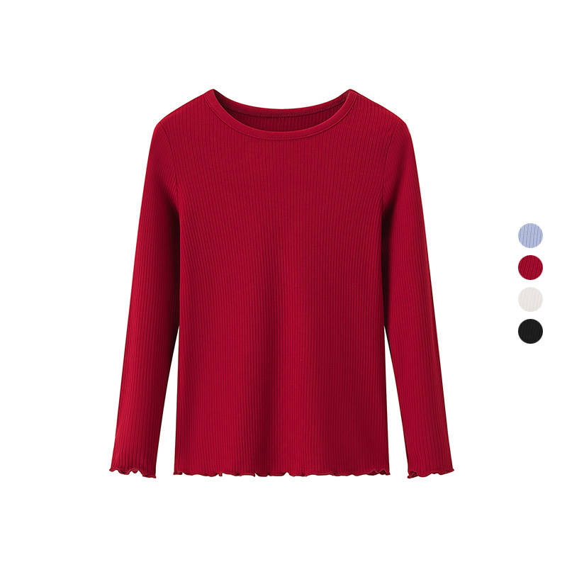 童装女童 2024秋季新款 罗纹T恤长袖修身柔软舒适打底衫 470709