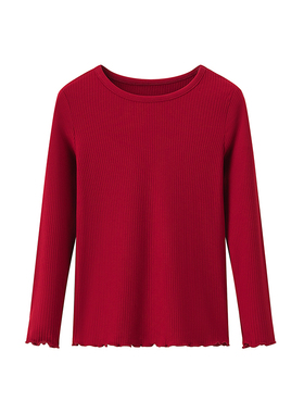 童装女童 2024秋季新款 罗纹T恤长袖修身柔软舒适打底衫 470709