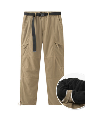 男装 冬季新款 防风防水户外加绒软壳裤直筒休闲工装裤 3929