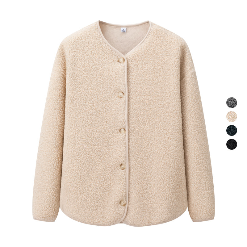 女装 2024冬季新款 仿羊羔绒休闲开衫长袖保暖摇粒绒外套 470139