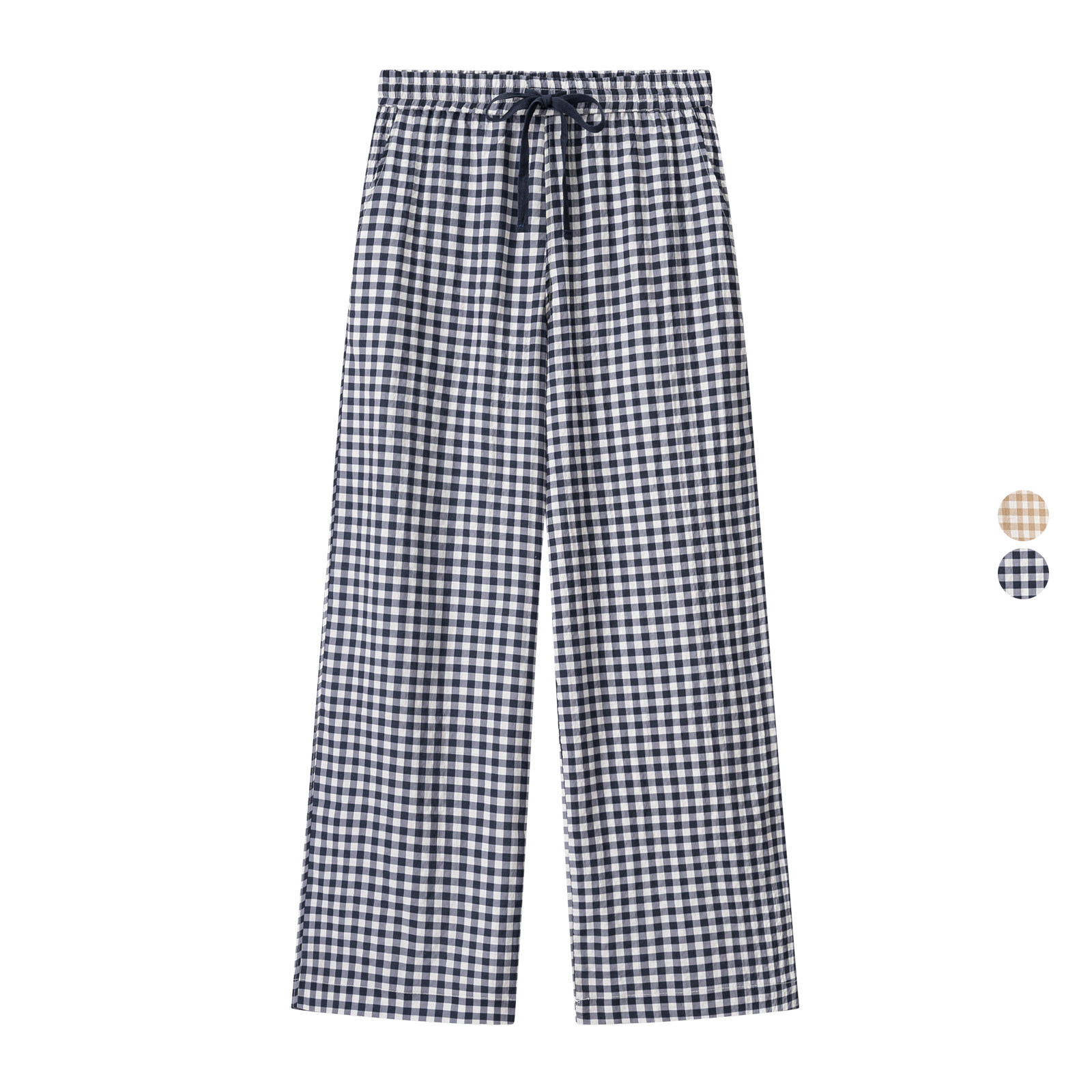 女装 2025夏季新款 泡泡纱花式松紧直筒显瘦阔腿休闲长裤 476165