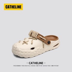 美国CATheline潮牌洞洞鞋男款外穿2025夏季防滑涉水男士包头拖鞋
