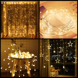 儿童摄影道具主题创意插电LED灯泡五角星灯圣诞道具夜景实景装饰