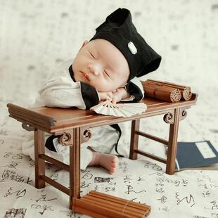 新生儿摄影书童服古装书生婴儿拍照宝宝满月百天中式摄影主题服装