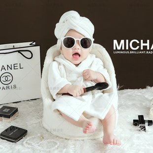 新生儿摄影道具满月新生儿摄影服装服饰宝宝拍照服装百天满月浴袍