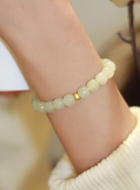 为晚绿野仙踪和田玉手链手串金珠