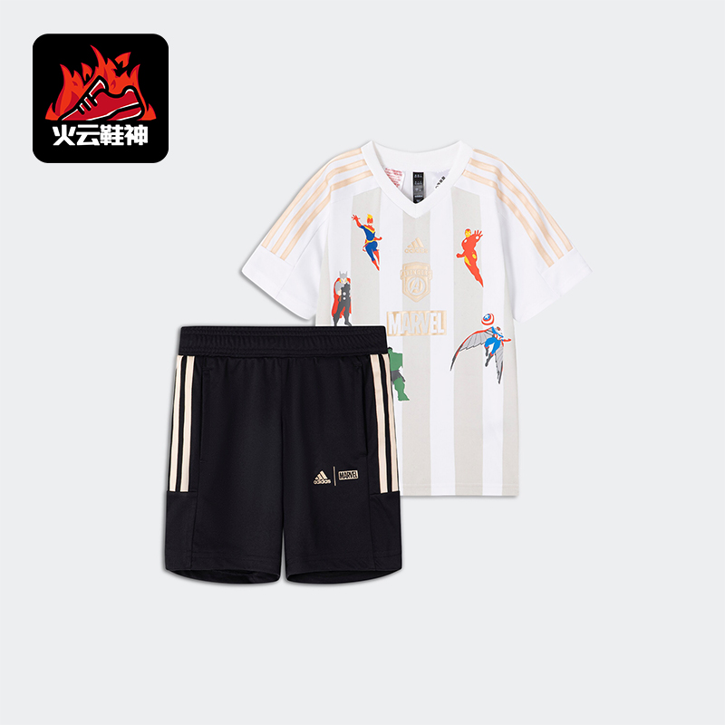 阿迪达斯小童印花短袖套装