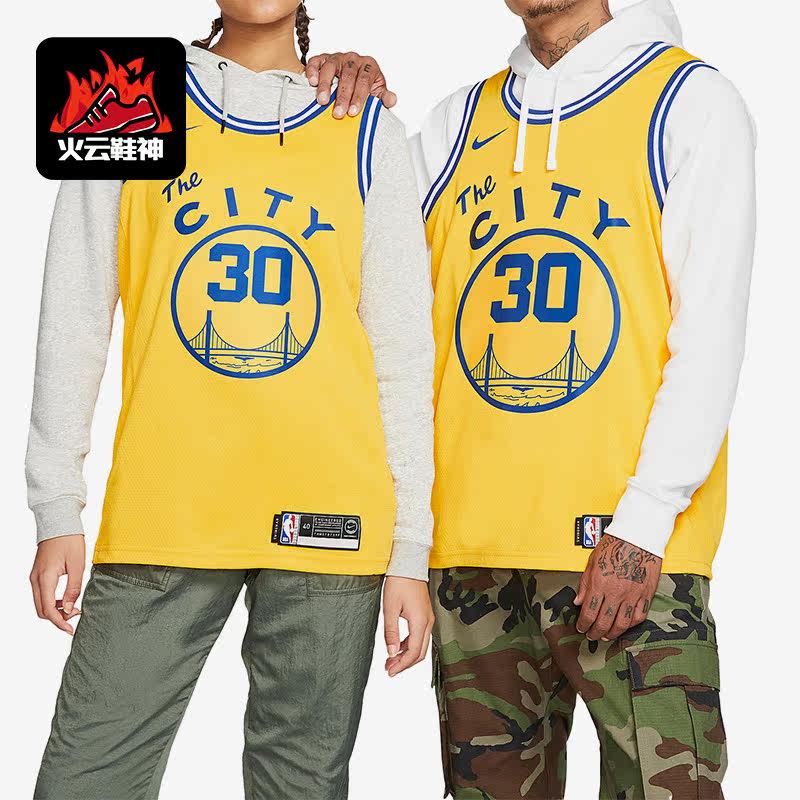 Nike/耐克正品库里勇士队30号男子篮球运动球衣BQ8109-729