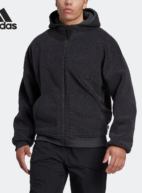 Adidas/阿迪达斯正品两面穿男子摇粒绒羊羔绒连帽外套HG2076