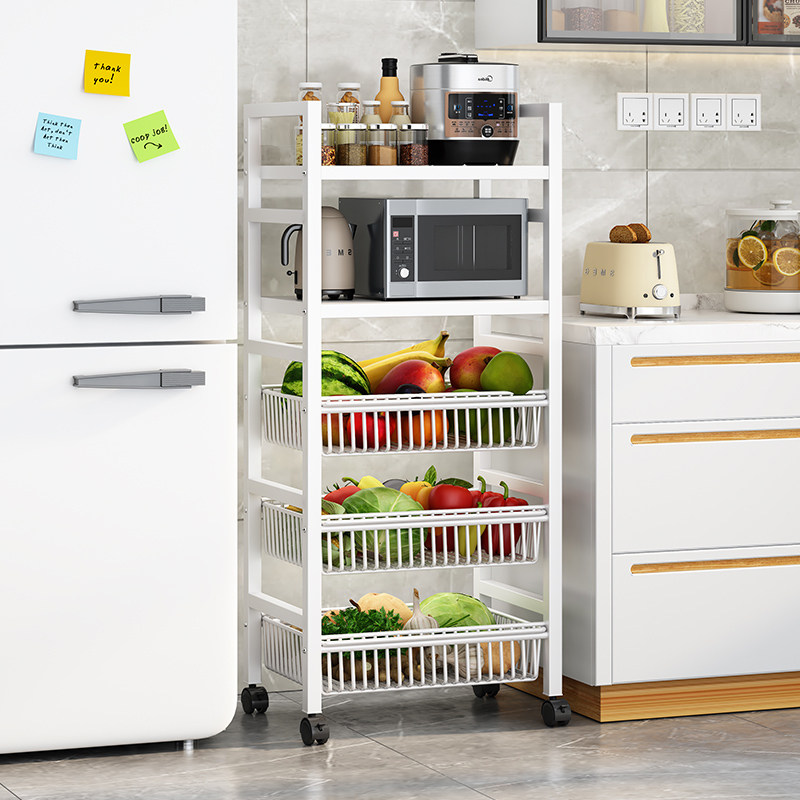 厨房置物架落地多层家用果蔬菜篮子移动收纳层架多功能烤箱微波炉