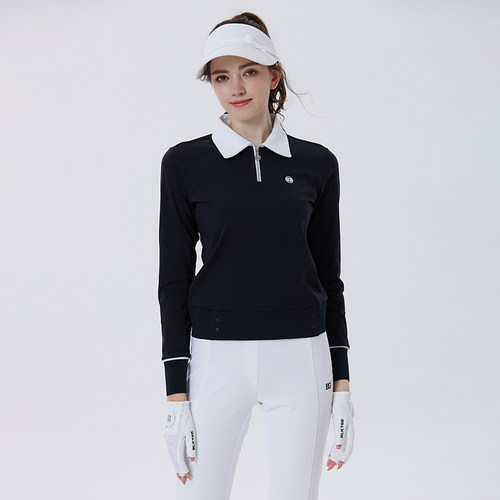 高尔夫女装长袖POLO衫秋冬保暖圆领速干上衣厚款高端T恤