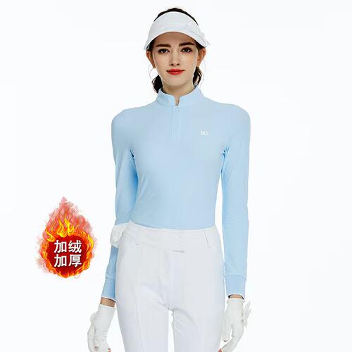 BG秋冬长袖百搭立领修身上高端磨毛保暖衣运动高尔夫女士球服