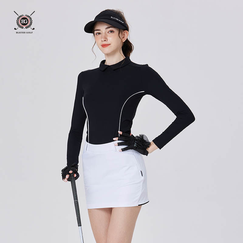 BG秋季新款高尔夫女装圆领长袖运动上衣修身显瘦速干高端百搭T恤