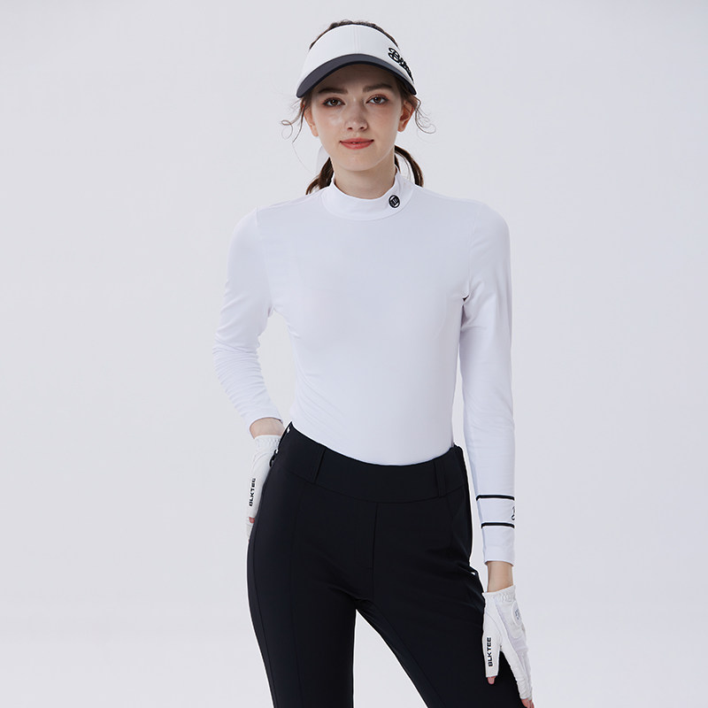 高尔夫女士秋冬打底上衣半高领修身显瘦弹力长袖T恤户外运动球衣
