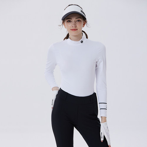 高尔夫女士秋冬打底上衣半高领修身显瘦弹力长袖T恤户外运动球衣