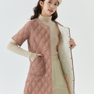 女士中长款加厚保暖短袖棉女款家居棉衣上棉服加绒可外穿马甲2410
