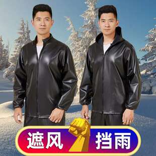 男薄款 套装 防油防水工作服劳保 皮衣皮裤 皮衣男单款