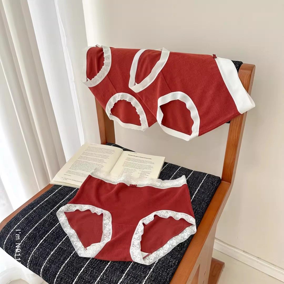 本命年红蕾丝仿羊绒感磨毛纯棉抵挡高腰三角裤女秋冬季内裤三条装,女士内衣/男士内衣/家居服,女三角裤,淘宝优惠券,粉丝福利购,淘宝优惠卷