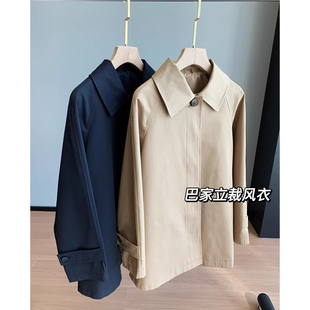 经典巴家抗褶皱挺括翻领中长款小个子风衣女春季宽松百搭显瘦外套